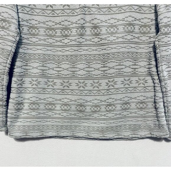 Eddie Bauer Womens Fair Isle 1/4 Zip Pullover Fleece Lightweight Jacket Gray M - Picture 2 of 6